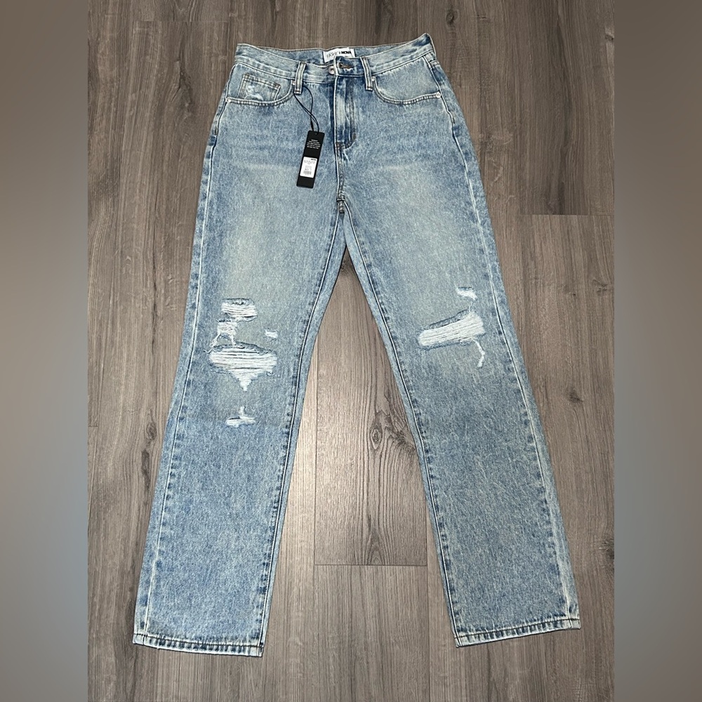 ❥𝖥𝖠𝖲𝖧𝖨𝖮𝖭𝗡𝗢𝗩𝗔: Only One Non Stretch Ripped Straight Leg Jean - Medium Wash - Picture 3 of 11